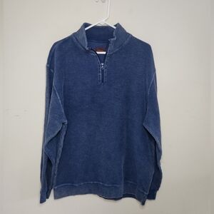 Men's Vintage Bullington Blue Ribbed Quarter Zip Pullover Sz Large